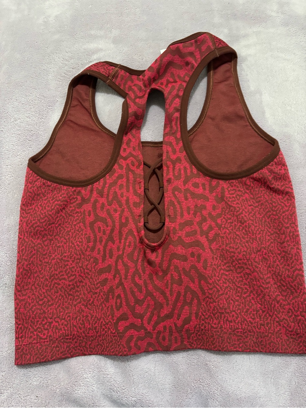 Gymshark Burgundy and Brown Lace-Up Sports Crop